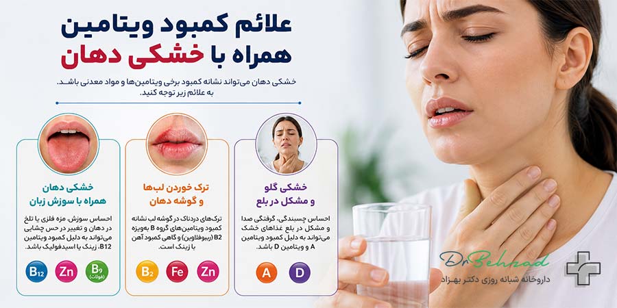کمبود کدام ویتامین باعث خشکی دهان میشود؟ 14 علائم کمبود ویتامین همراه با خشکی دهان