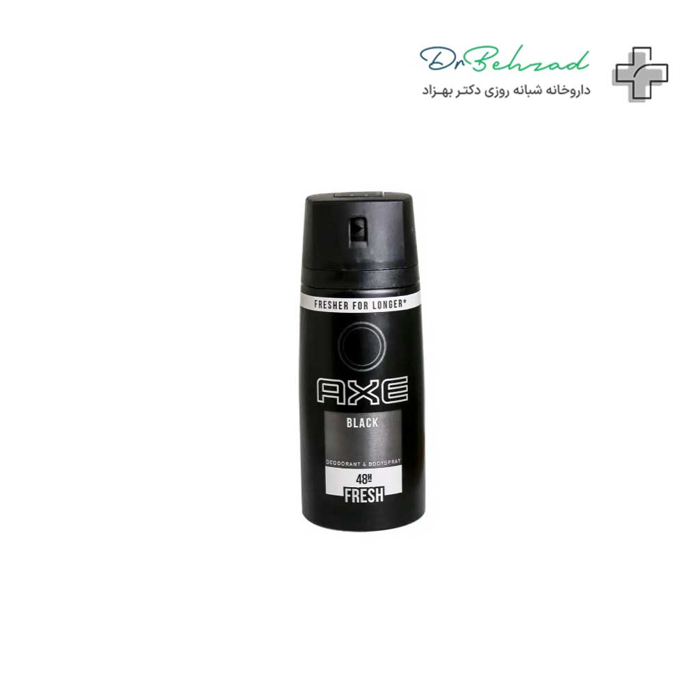 Axe-Men's-Body-Spray,-Black,-150-ml اسپری بدن مردانه اکس مدل BLACK حجم 150 میلی لیتر