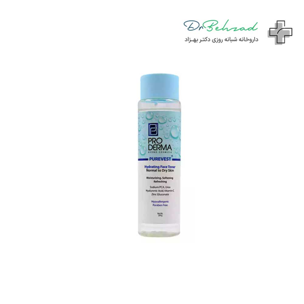 Proderma-Hydrating-Toner-for-Normal-and-Dry-Skin تونر آبرسان پرودرما مناسب پوست معمولی و خشک